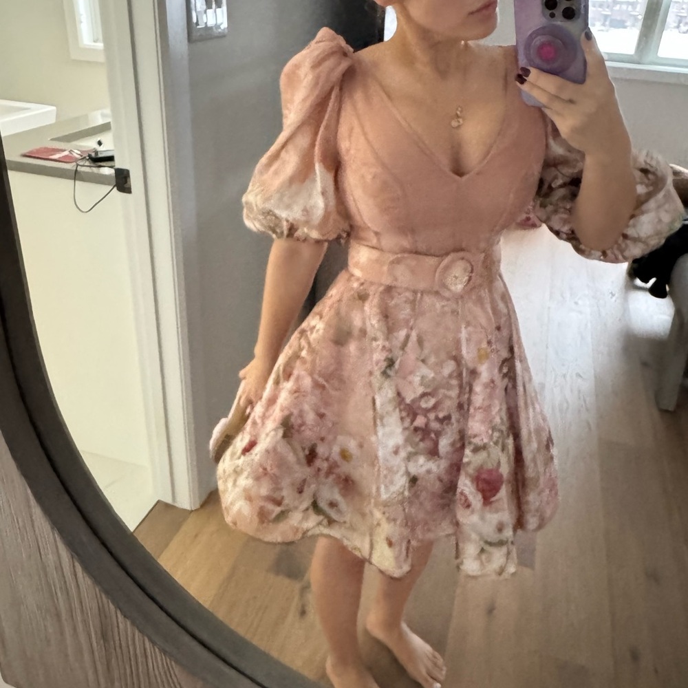 Zimmermann Blush Garden floral mini dress size 4 - Picture 5 of 10